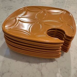 10 - Pier 1  Melamine Cocktail Appetizer Plates w Wine Glass Holder- Set of (10)
